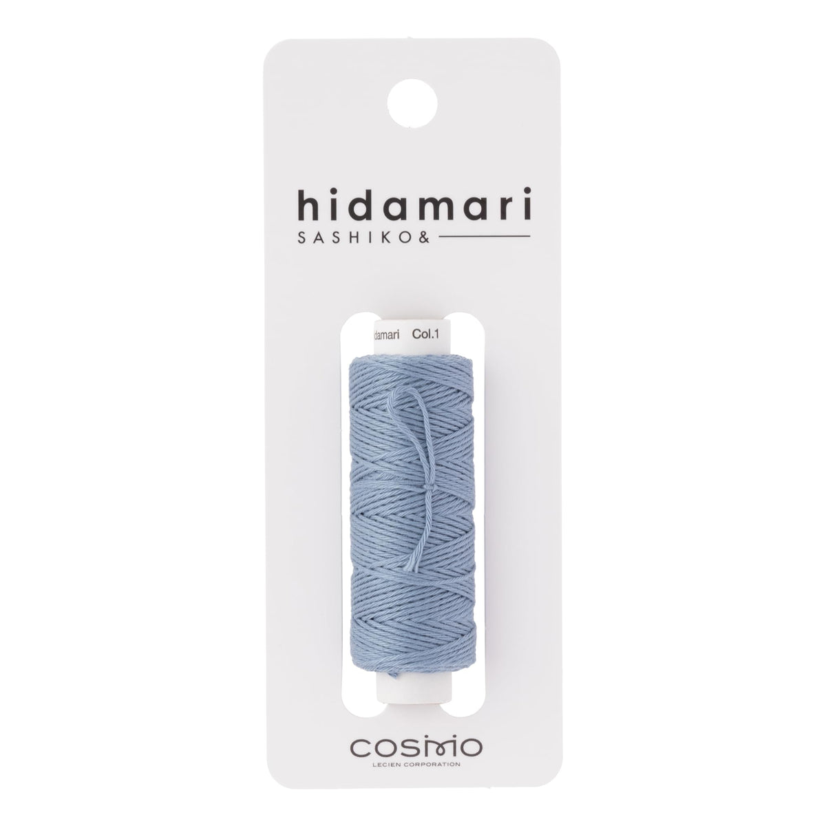 LECIEN 122301 Cosmo Hidamari Sashimi Yarn, Approximately 98.4 ft (30 m), Solid Col.1, Lake Sashimi, 100% Cotton