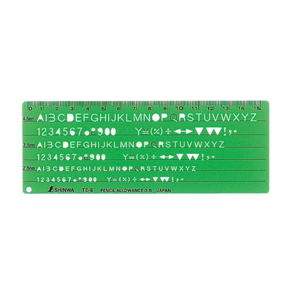 Shinwa Sokutei TE-6 66014 Template Alphanumeric Symbol Ruler