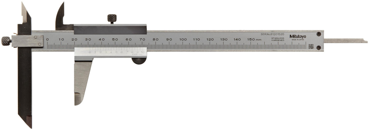Mitutoyo 536-161 Vernier Caliper, Stainless Steel, Pipe Measuring Jaw, 0-150mm Range, +/-0.05mm Accuracy, 0.05mm Resolution