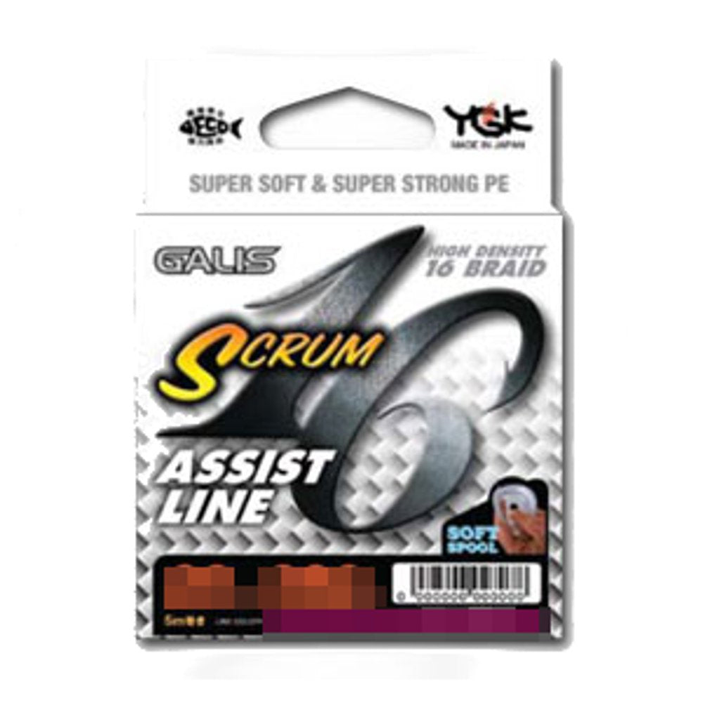 X-Braid Garris Scrum 16, Assist Line, 16.4 ft (5 m), Dyneema, Set of 16, White, 130LB (No. 12)