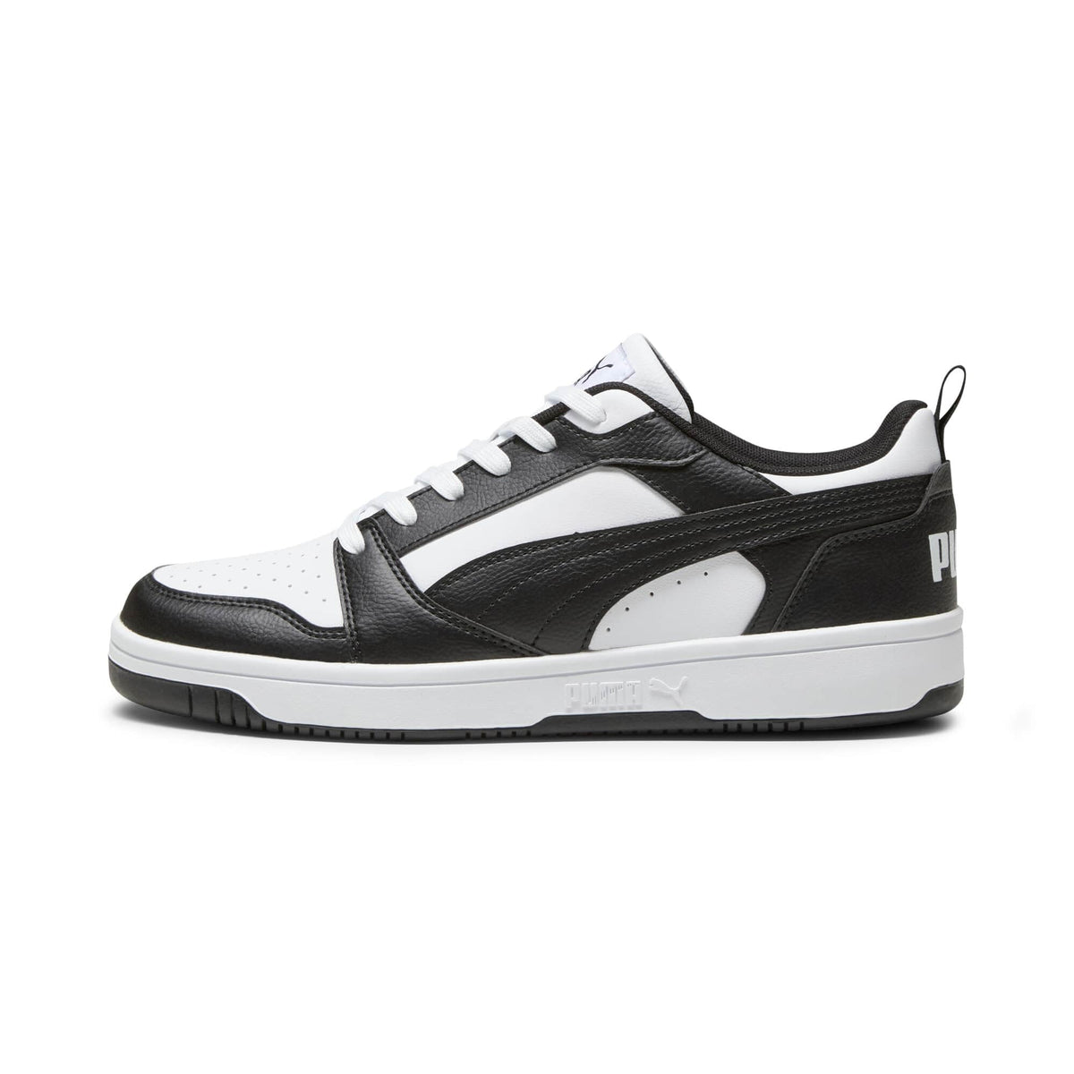 PUMA Unisex's Rebound V6 Low Sneaker, Puma White Puma Black Puma White, 8.5 Women/8.5 Men