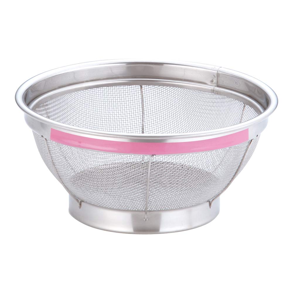 Endo Shoji TKG AZL4705 Mammoth Color Shallow Colander, 7.9 inches (20 cm), Pink, Stainless Steel, Made in Japan