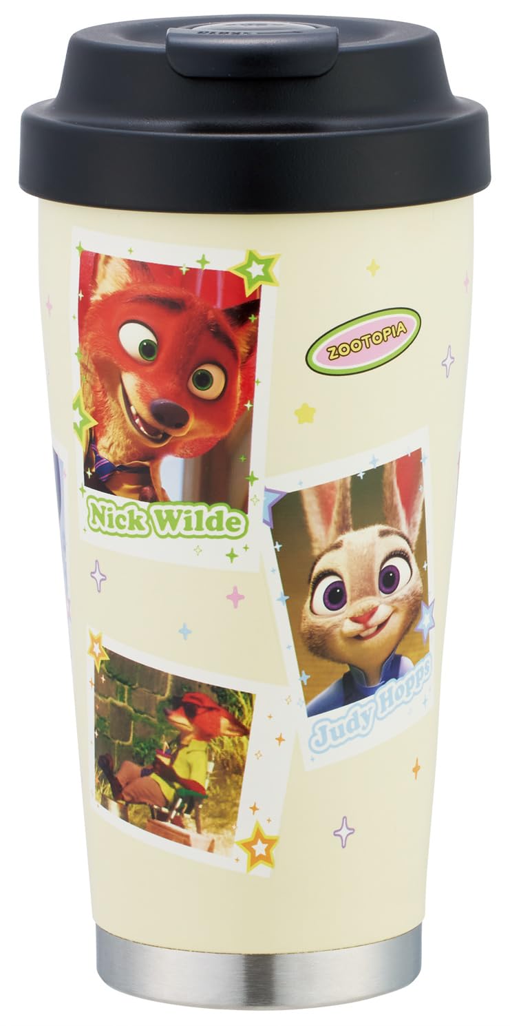 Skater STEM5-A Stainless Steel Easy Mug Bottle, Tumbler, 16.2 fl oz (480 ml), Heat Retention, Cold Retention, Disney's Zootopia, Final Frame