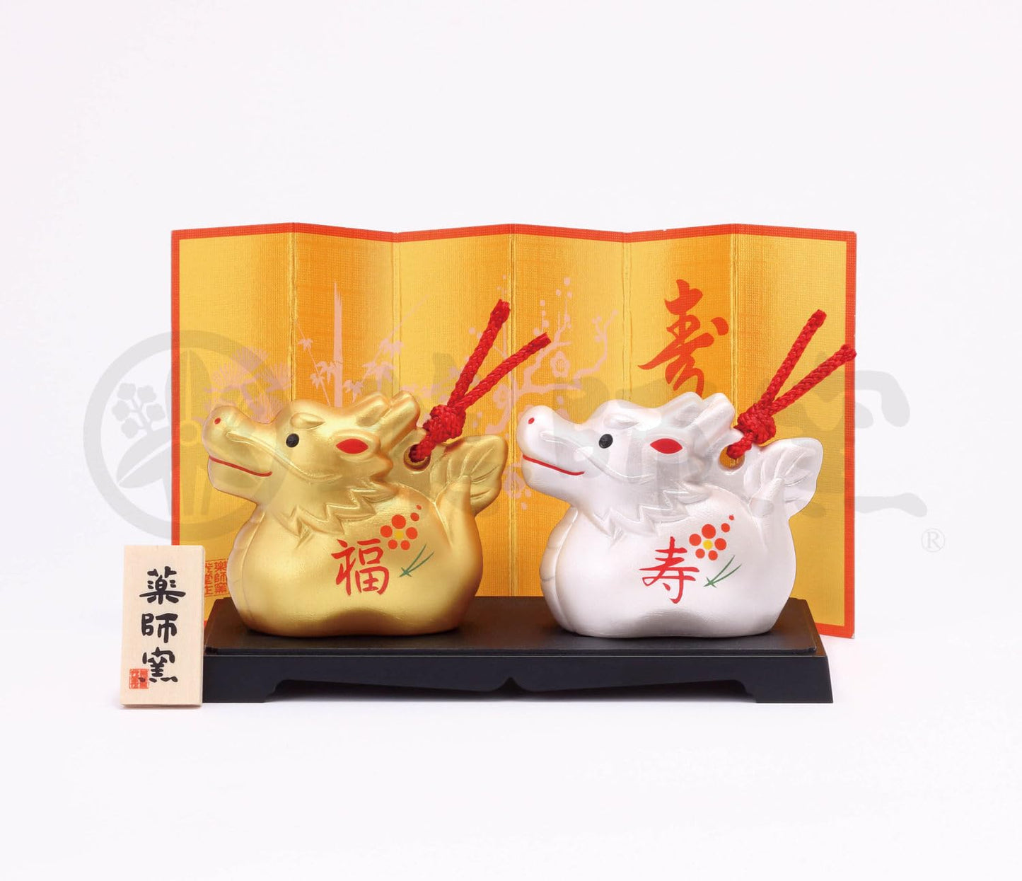 Yakushigama Saiyo, Congratulations, Tatsu, Fukuju, Gold and Silver Earth Bell, Zodiac Sign, New Year Figurine, Interior, Auspicious