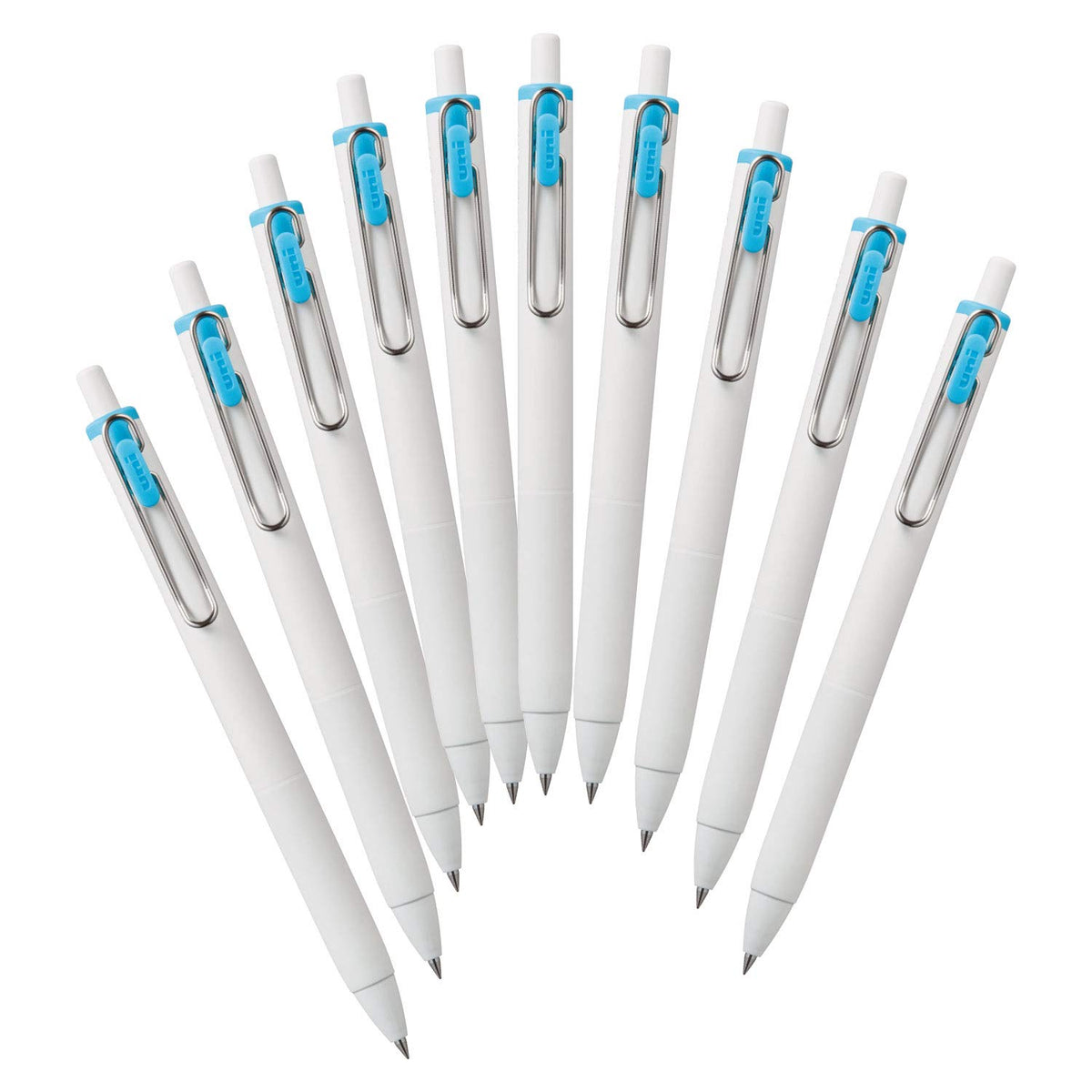 Mitsubishi Pencil Uni-Ball One UMNS38.48 Gel Ballpoint Pens, 0.01 inches (0.38 mm), Sky Blue, 10-Pen Box