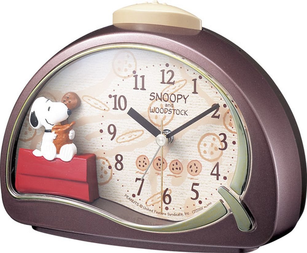 Rhythm Snoopy 4SE506MJ09 Alarm Clock Character Analog R506 Electronic Sound Alarm Brown