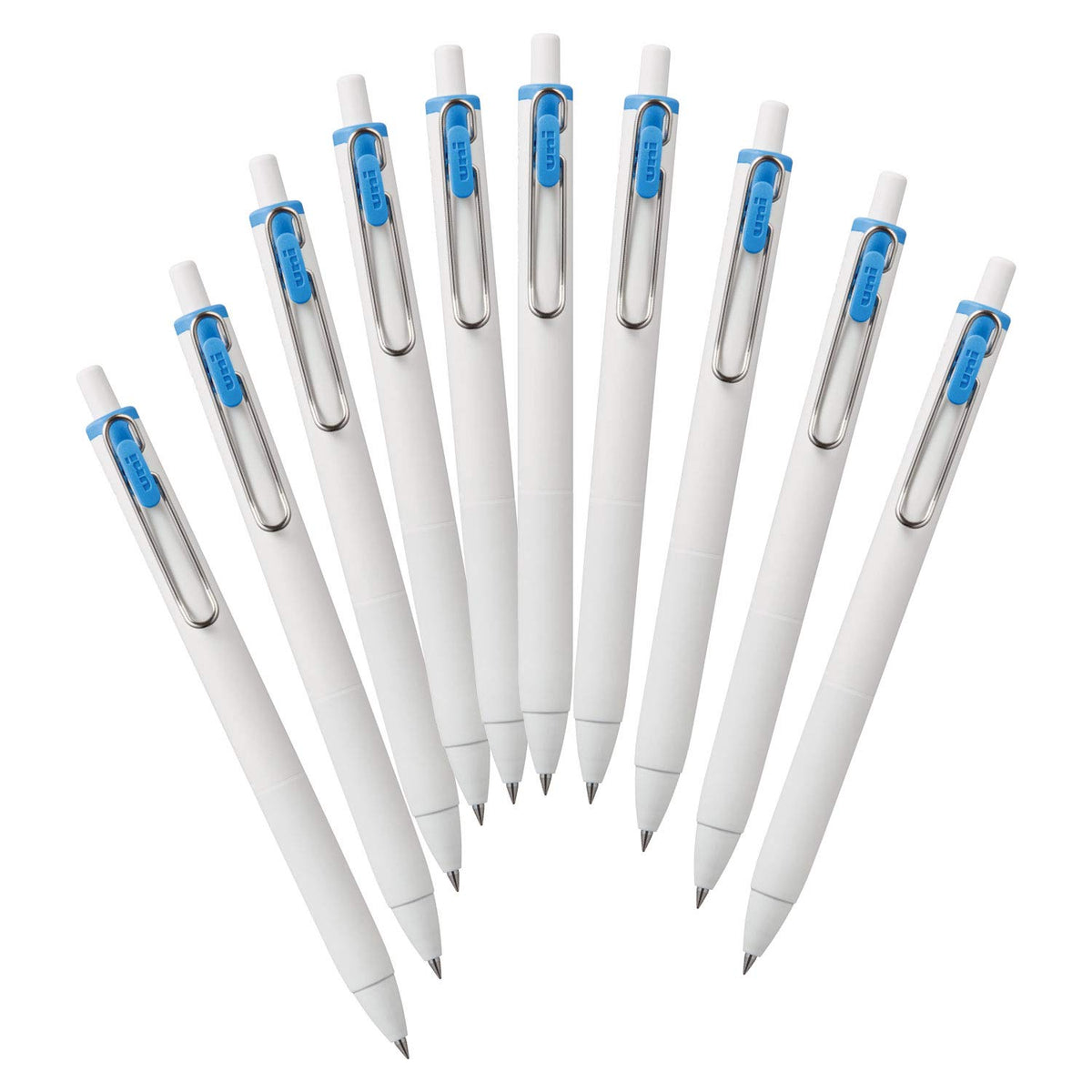 Mitsubishi Pencil Uni-Ball One UMNS38.8 Gel Ballpoint Pens, 0.01 inches (0.38 mm), Light Blue, 10 Pieces