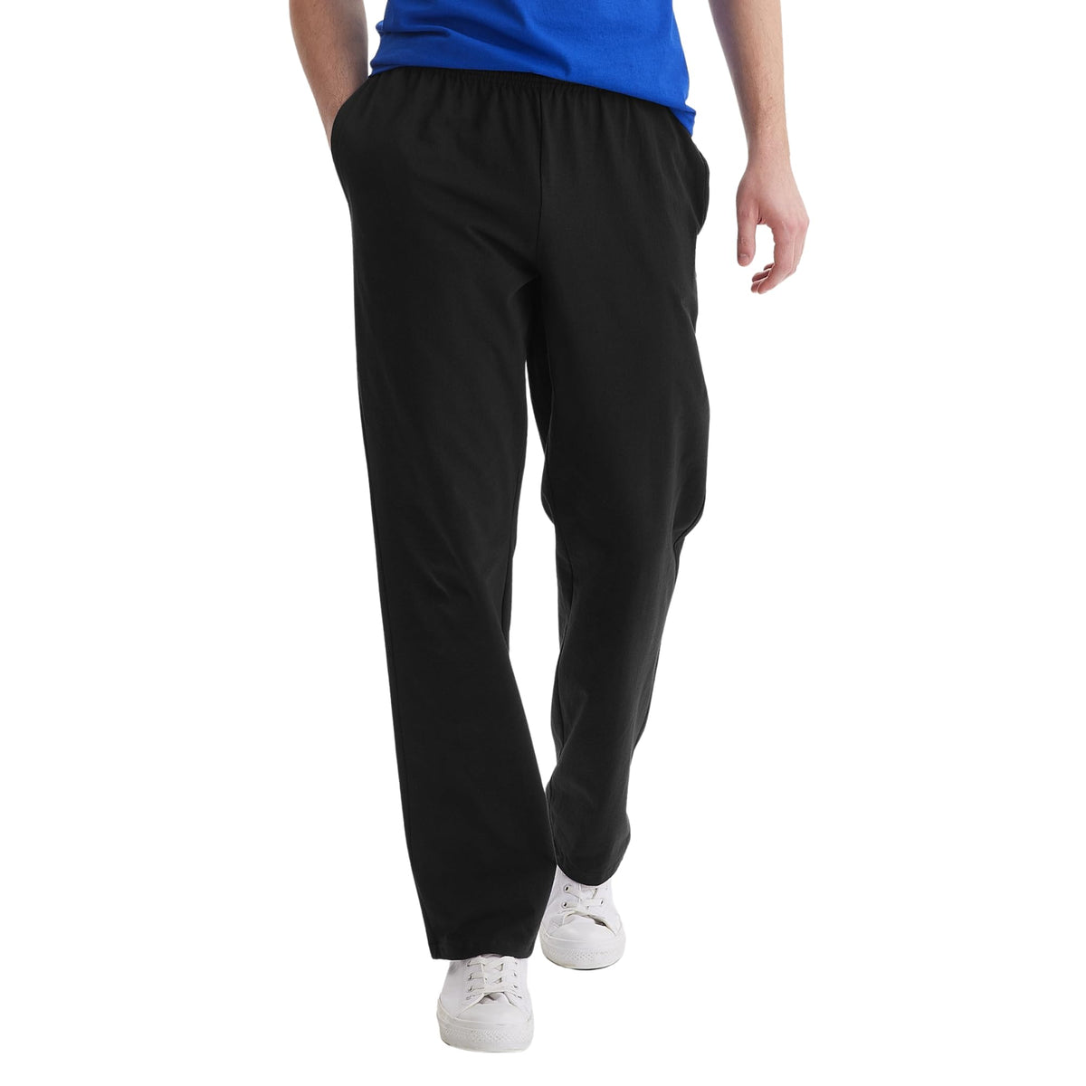 Hanes Essentials Sweatpants, Men’s Cotton Jersey Pants with Pockets, 33”, Black, XX-Large