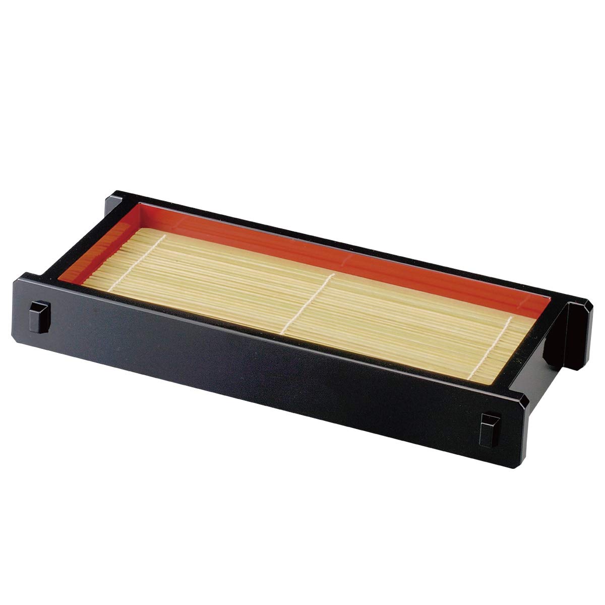 福井クラフト(Fukui Craft) Tsunoseiro Kurouchi Vera + Bamboo Soba for Udon Noodles Buckwheat Dish, 35.4x16.5x5.3cm, black