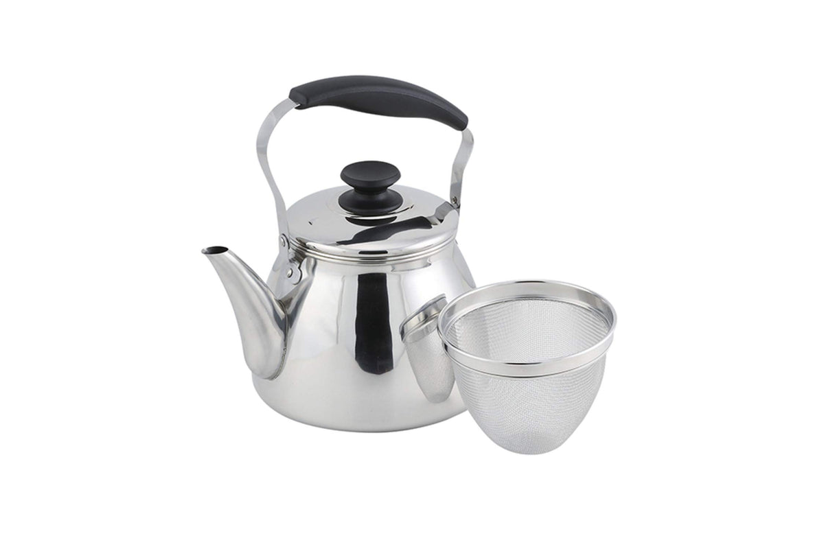 Pearl Metal Malty HB-5642 18-8 Stainless Steel Wide Mouth Kettle, 0.5 gal (1.6 L), Tea Strainer Included, Compatible with All Heat Sources
