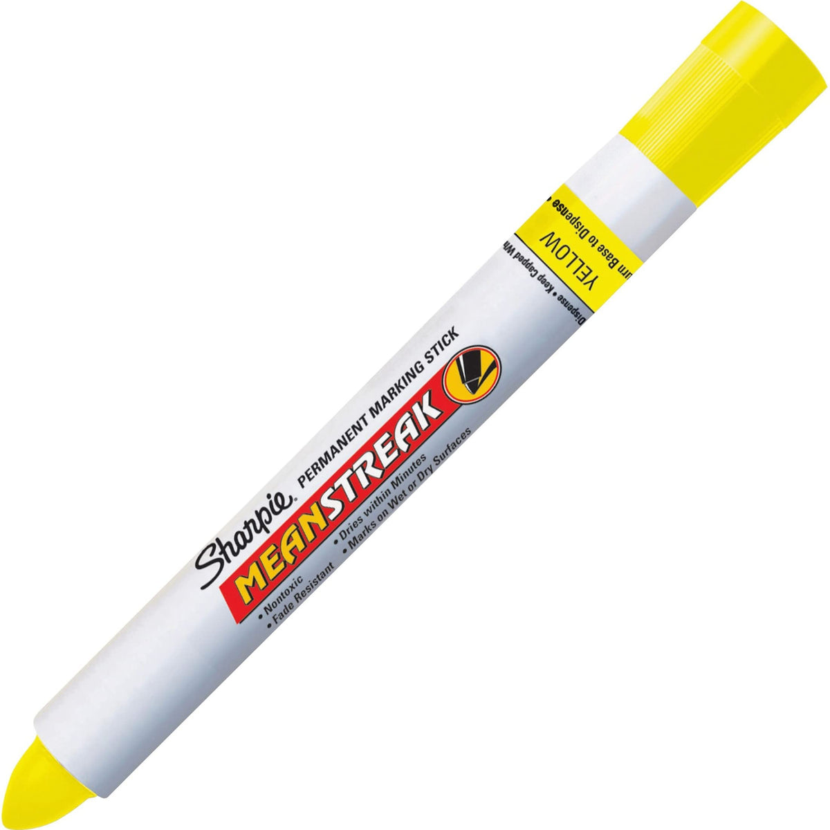 Sharpie Mean Streak Permanent Marking Stick, Bullet Tip, Yellow (Pack of 12)