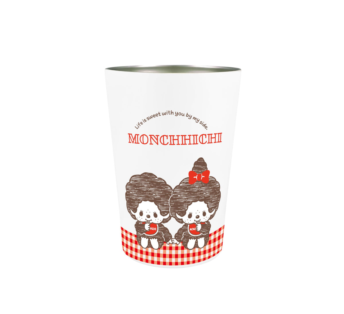 Monchich 133-012 2-Way Vacuum Double Tumbler, M [Gingham Check/Sink] Heat Retention, Cold Insulation Cup