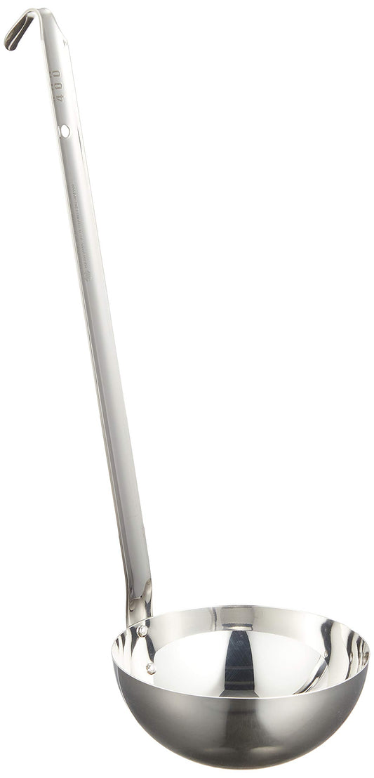Gyokokodou Manufacturing BLC37400 Silver Soup Ladle, 18-8 cc (400cc), 18-8 Stainless Steel, Japan