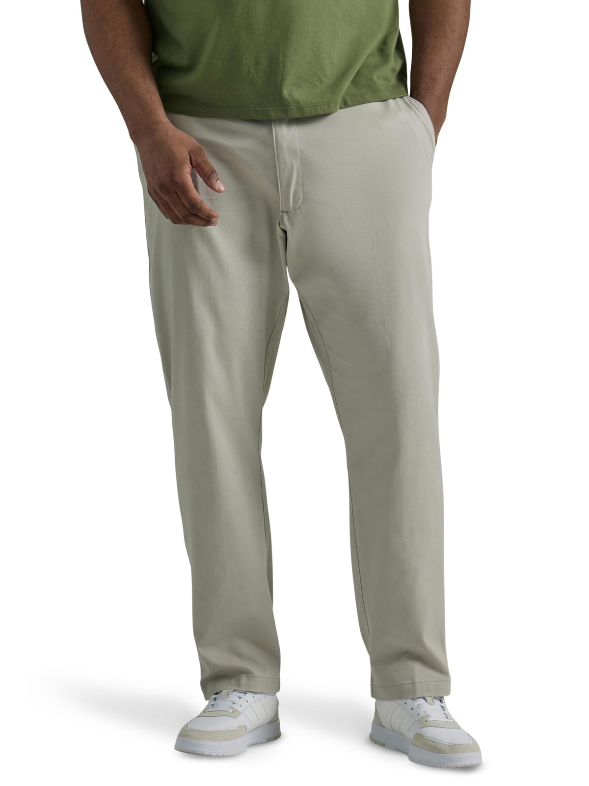 Lee Men's Big & Tall Extreme Motion Flat Front Relaxed Taper Pant Dove 44W x 32L