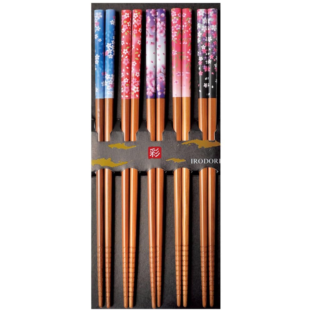 Sunlife 316139 Susu Bamboo Flower Style Chopsticks for Guests 8.9 inches (22.5 cm), Set of 5 Pairs