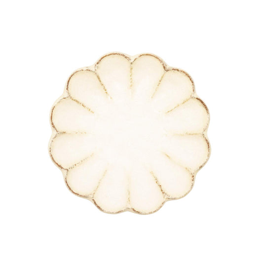 Mino Ware 555-0005 Kaneko Komohei Linka Plate, White Kneeling Flower, Diameter 5.5 inches (14 cm), Microwave and Dishwasher Safe, Made in Japan