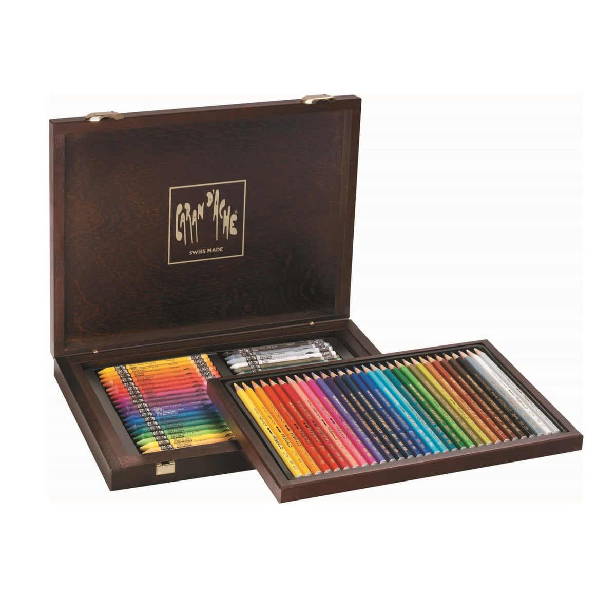 Caran Dache 30 Prismalo Water-Soluble Colour Pencils + 40 Neocolor II Water-Soluble Wax Pastels, Assorted Colours