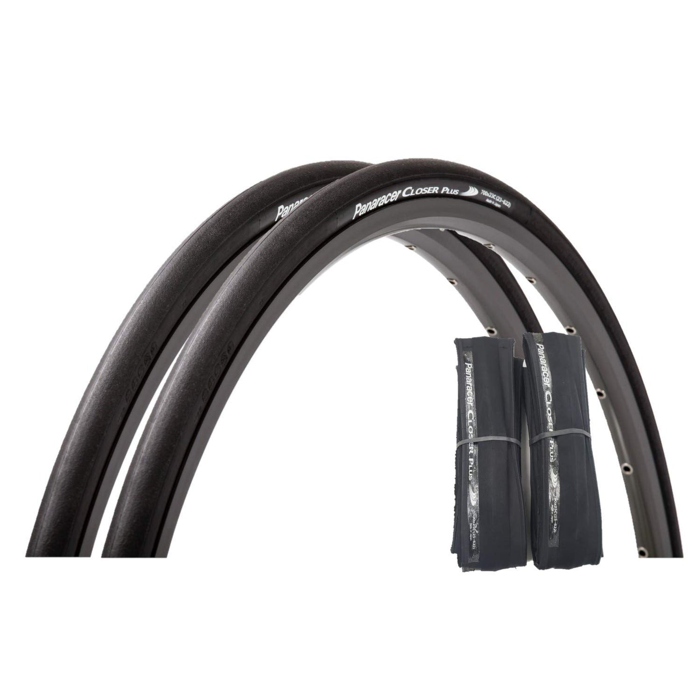 Panaracer Clincher Tire, Closer Plus, F725-CLSP-B-2P, Black, for Road Bikes, Cross Bikes, Road Racing, Commuting, Touring, Simple Packaging, Pack of 2