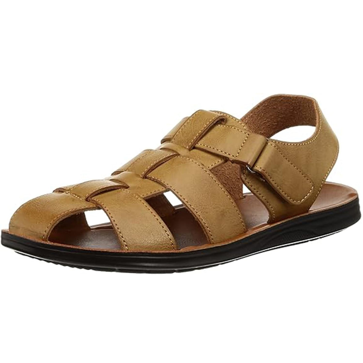 AAA+(サンエープラス) Men's Ankle Strap Lightweight Gluca Sandal, Camel, LL 3E