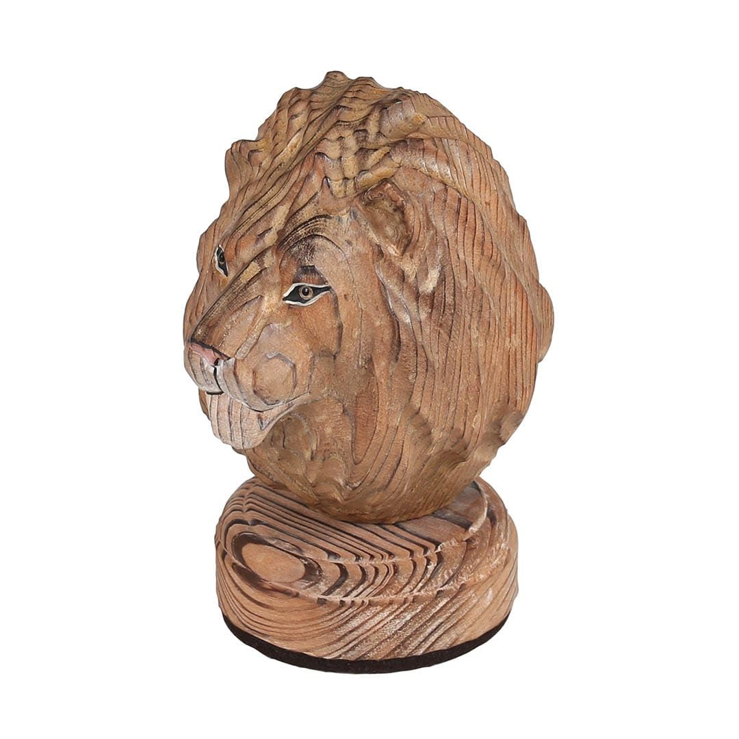 Dulton Y-0740LI Wooden Object, Lion Animal Motif, Height 6.4 inches (163 mm), Width 3.5 inches (90 mm), Depth 4.9 inches (125 mm)