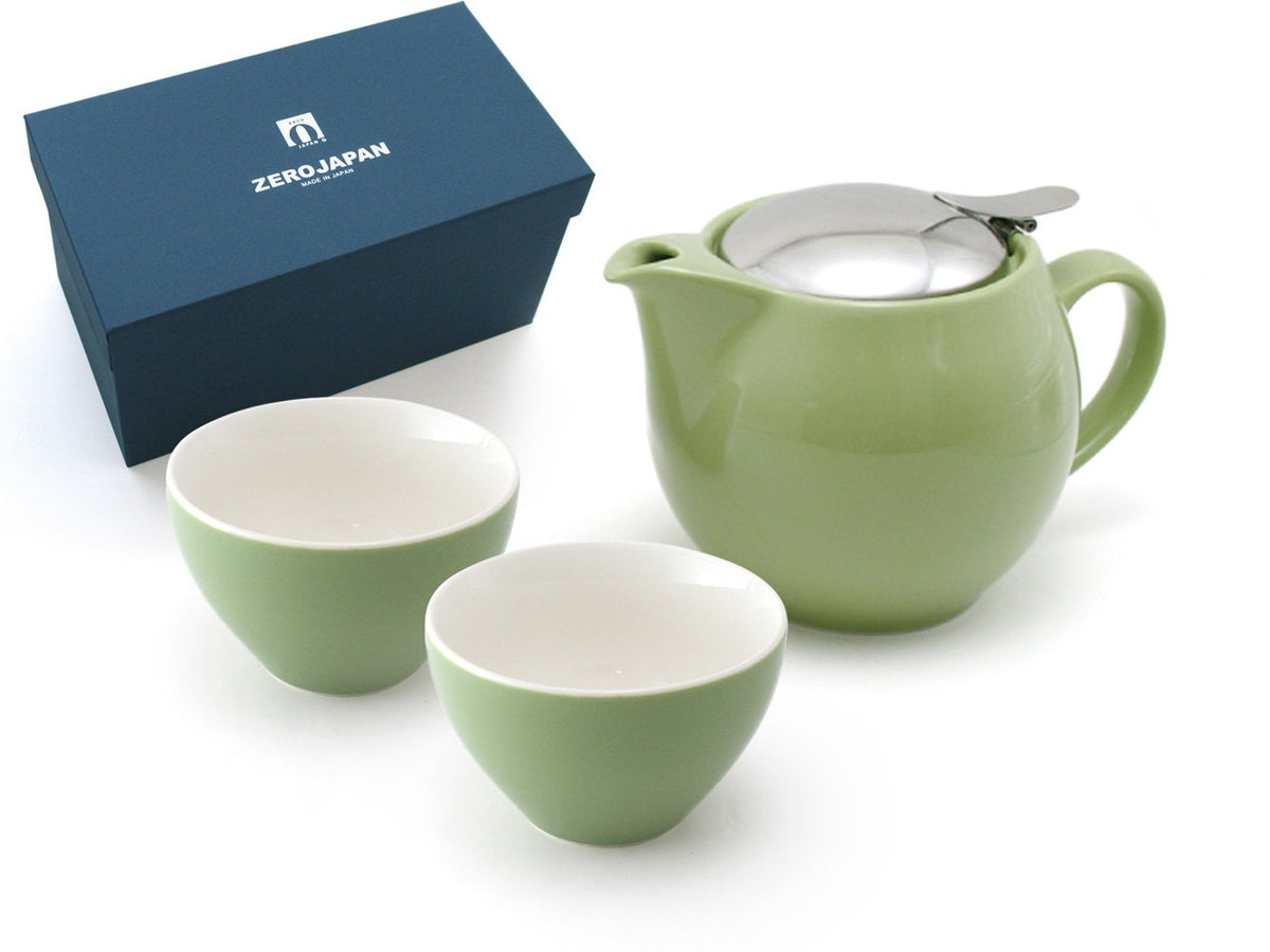 ZEROJAPAN ZG-001 AR Universal Teapot Gift Set for 3 People & 2 Wide Tea Cups Artichoke