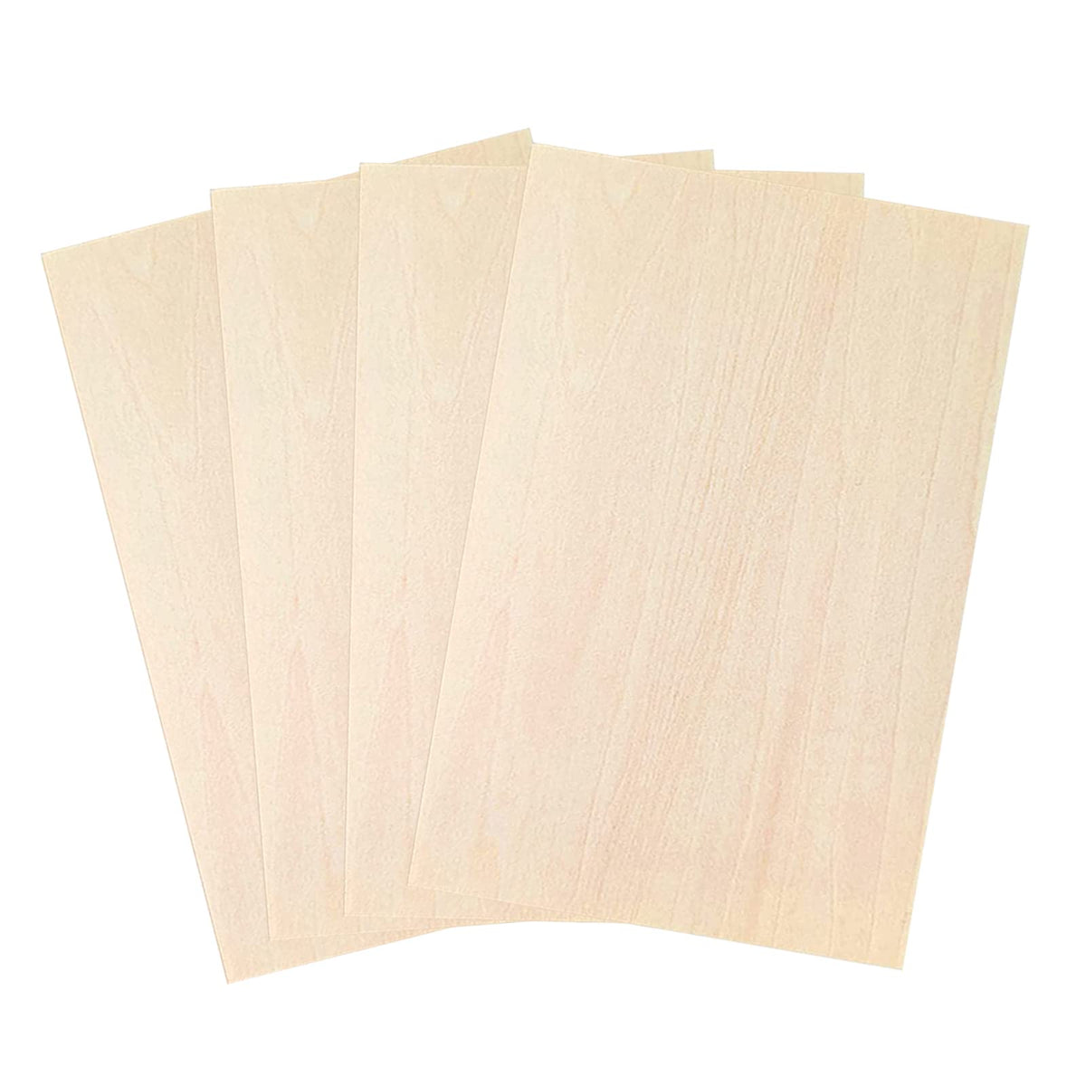 Samcos Wood Ultra Thin Plank, Wood, DIY Crafts, 11.8 x 7.9 inches (300 x 200 mm), Thickness 0.06 inch (1.5 mm), Set of 4, Wood Sheet Model, Handmade, Unpainted, Craft Material, Ultra Thin, Ultra