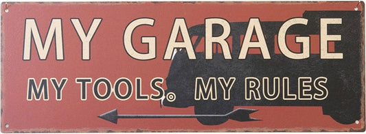 Akizuki Boeki HLHT24659B Antique Metal Plate, American Miscellaneous Goods, Garage, My Garage W14.2 x H5.1 inches (36 x 13 cm)