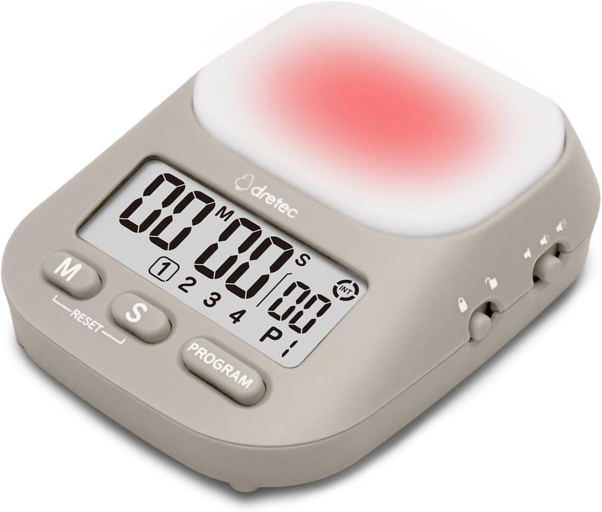 dretec My Routine Learning Timer, Timer, Countdown, Silence, Volume Switching Function, Up to 199 Minutes and 55 Seconds, Repeat, Interval Timer, Study Timer, Clock Function, Multiple Timer Settings,