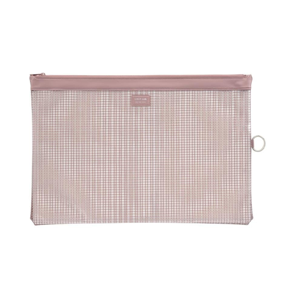 LIHIT LAB. Mesh Pouch, 16.6 x 11.3 inches, Rose-Pink (F247-Rose-Pink)