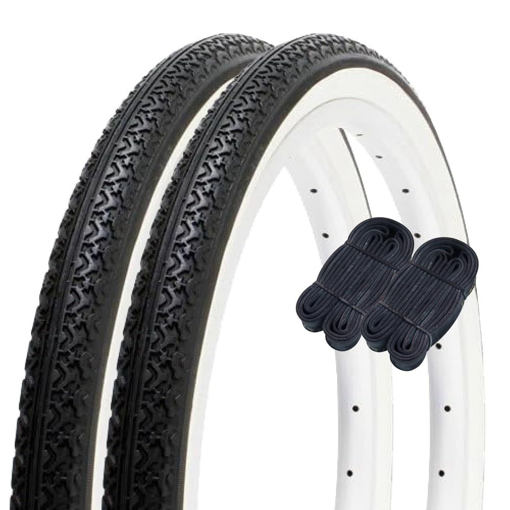 Shinko SR133 60265 22 Inch Bicycle Tire Tube, Set of 2, Pair Winding, Standard Tires, 22 x 1.3/4, Black/White