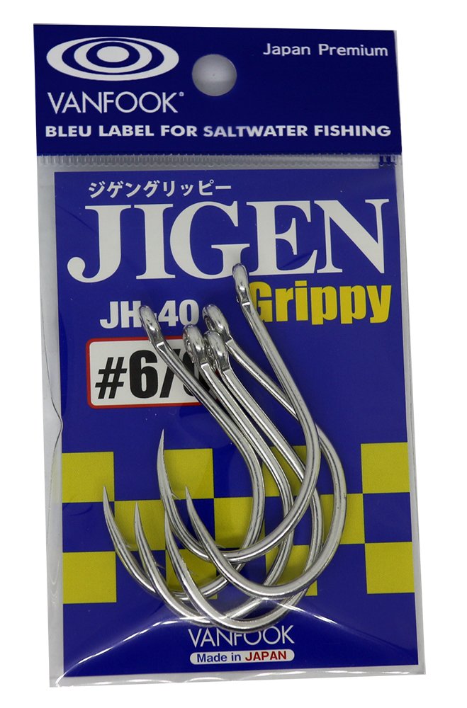 VANFOOK JH-40#6/0 Jigen Grippy, Silver 5pcs Bluefish Jigging Hook