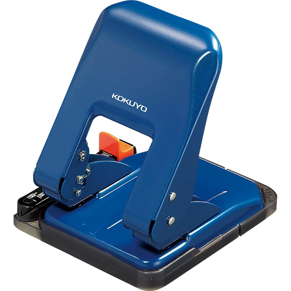 Kokuyo 2-Hole Punch, Heavy-Duty 37 Sheet Capacity, Perfect Size for A4/B5/A5 Papers with Adjustable Paper Guide & Position Markers, Blue (PN-G37B)