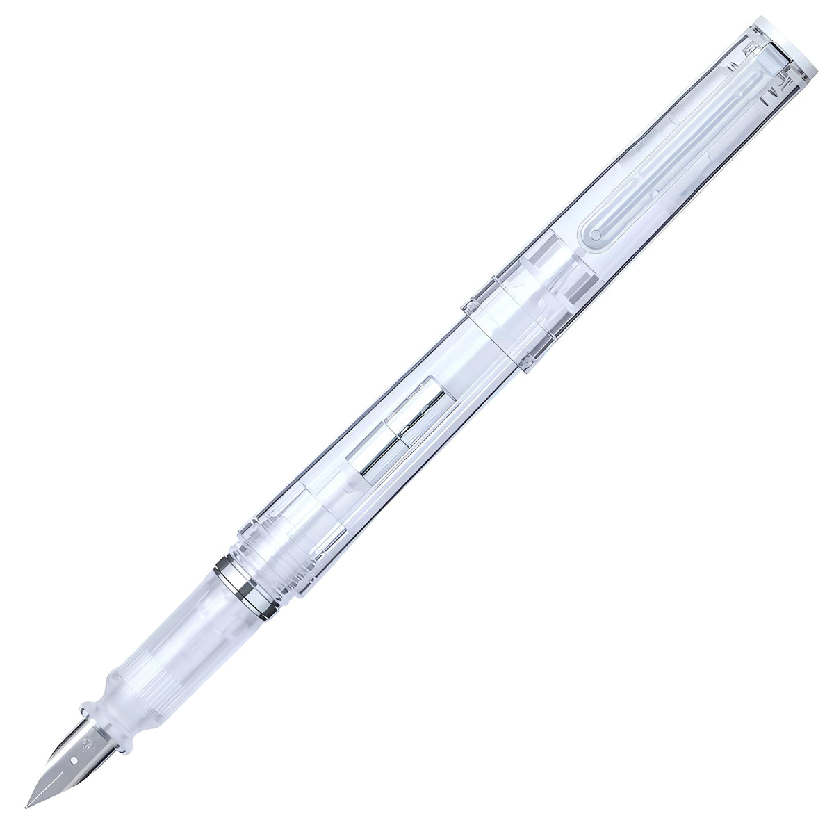 Sailor TUZU ADJUST Fountain Pen, Fine Nib (F), Rotating Nib Feature and Natural Fit Grip, Includes 2 Ink Cartridges (Black) and Converter, Limited Edition Glassy Crystal White, 12-0561-201