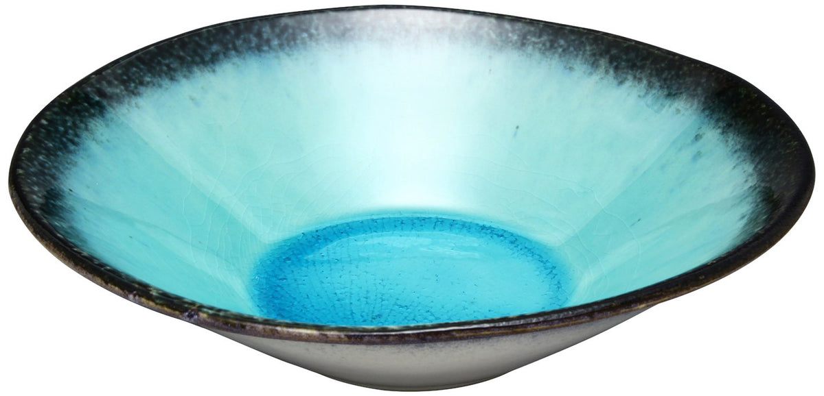 Utsuwa Luan 520-0049 Mino Ware Yamasaku Kiln Oval Moribot, Turkish Glaze, Beige, 8.7 x 8.2 inches (22 x 20.8 cm)