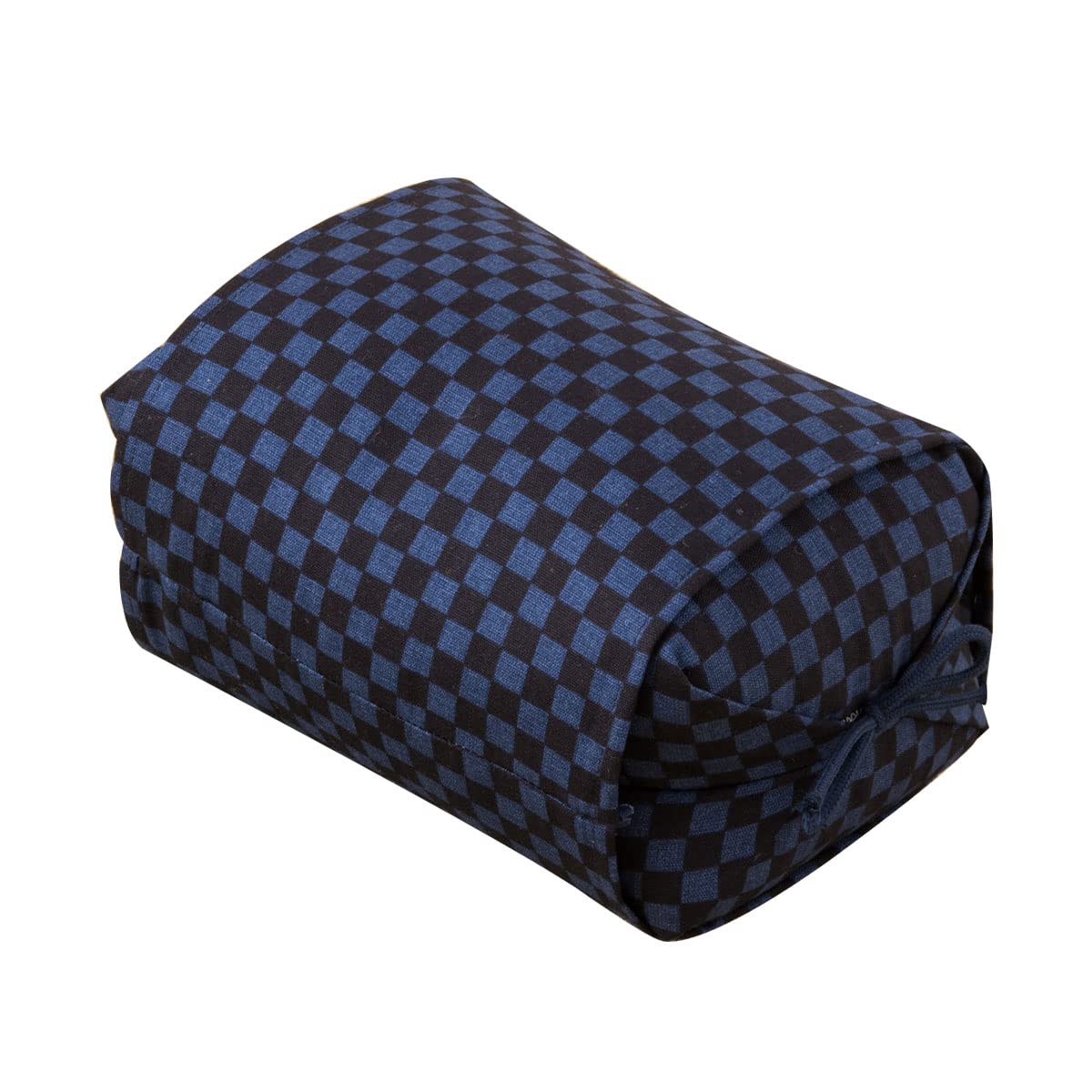 EMOOR Buckwheat Husk Pillow.(Checkered-Blue) Made in Japan