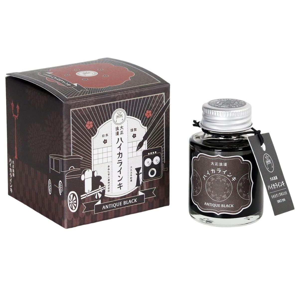 寺西化学 Teranishi Chemical Industries TRH-40ML-T64 Guitar Taisho Roman High Collar Ink, Antique Black