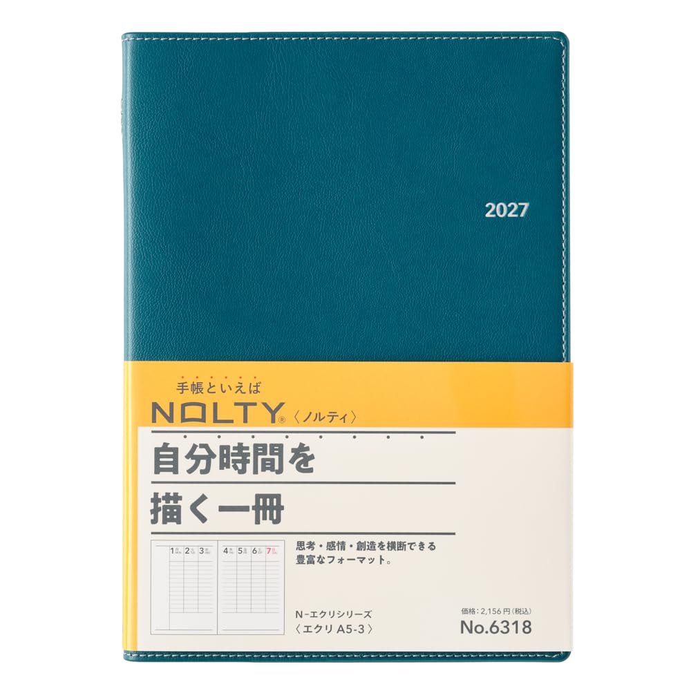 Noritsu NOLTY Notebook 2027 A5 Weekly Ecri 3 Deep Blue 6318 (Starts on December 2026)