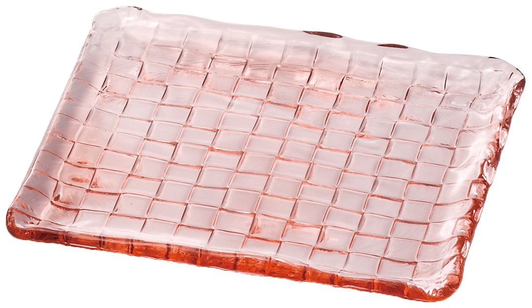ADERIA F49706 Dinner Square Plate 9.4inches(24cm) Coral Pink Double F Made in Japan Hand Made