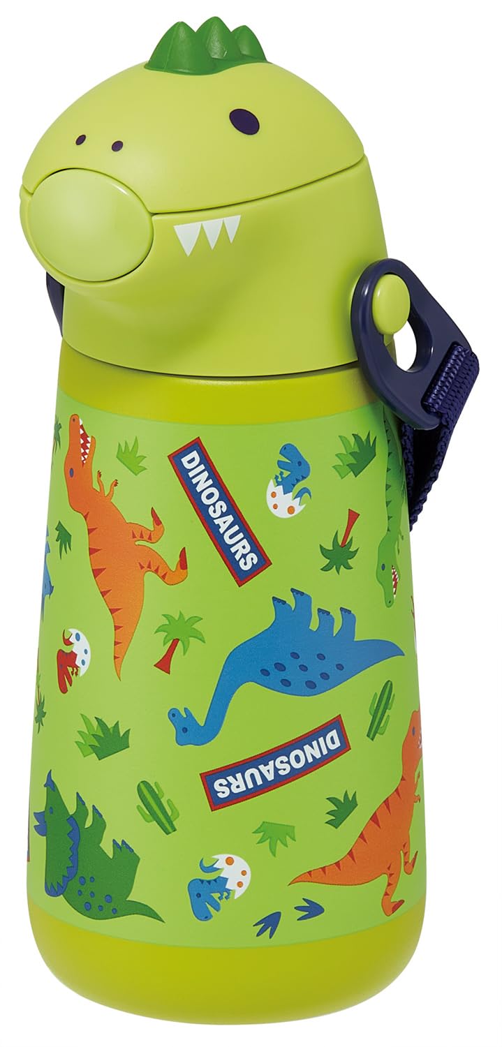 Skater SSH4D-A 3D Stainless Steel Drinking Drinking Bottle, 12.5 fl oz (370 ml), Vacuum Double Layer, For Cold Insulation, Dinosaurus