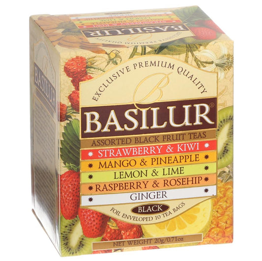 Mixed Black Fruit Tea Flavor: Strawberry and Kiwi/Lemon and Orange/Pineapple and Mango/Raspberry and Rosehip/Ginger 5 Flavors X 2 Sachets of 2g