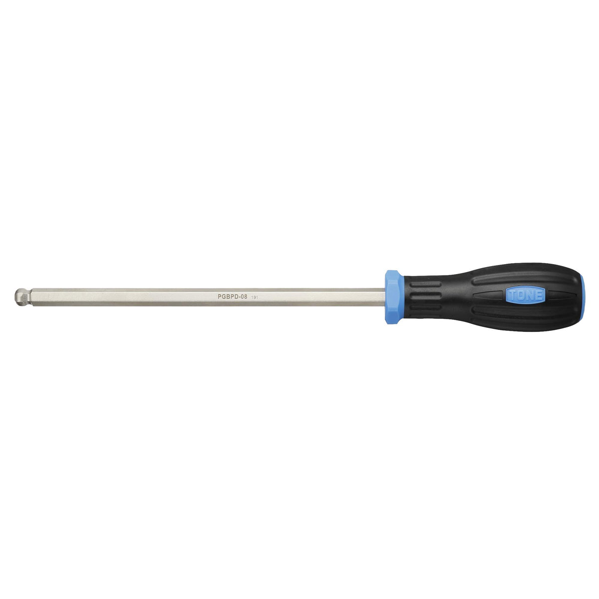 TONE Power Grip Ball Point Screwdriver, HPPGBPD-08, 2 Width 0.3 inches (8 mm), Blue