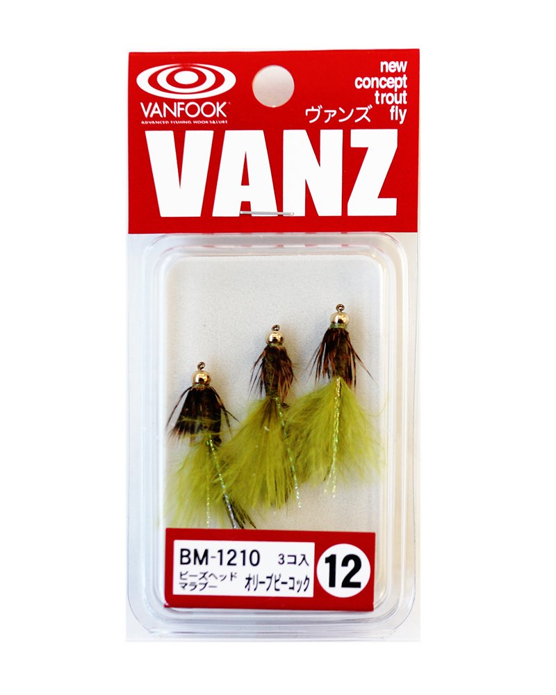 VANFOOK BM-1210 Fly Bead Head Malaboo Olive Peacock