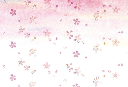 Wakaizumi Lacquerware B-26-14 Paper Table Mat, Size 3 Inch Long Hand, Oboro Series, Cherry Blossom, 100 Sheets