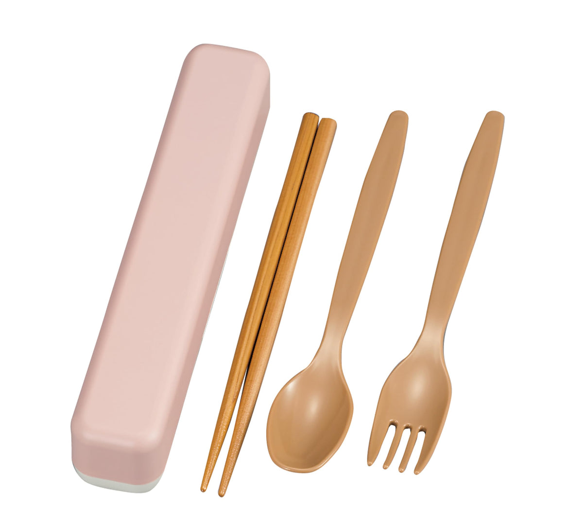 Tatsumiya 33400 Quick Washable Lunch Box Premium Slim Trio Set Smoky Pink Size: Approx. W19 D3.4 H3.6 / Chopsticks: Approx. 7.1 inches (18 cm) / Spoon: Approx. 7.1 inches (18 cm) / Fork: Approx. 7.1