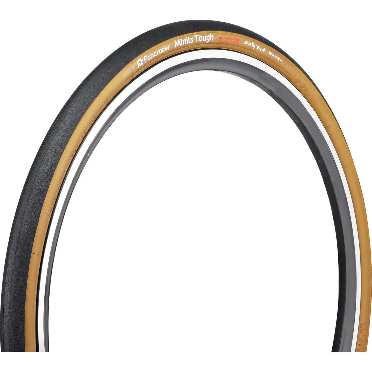 Panaracer 8H20125-MNT-D3 Clincher Tires, 0.7 x 0.5 inches (20 x 1.25 mm), Black/Brownside (for Small Wheels, Folding Bicycles, Street Riding, Commuting to Work