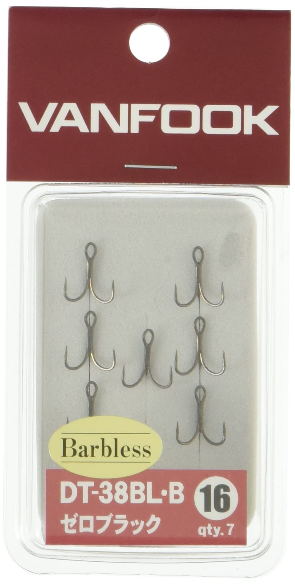 VANFOOK DT-38BL-B Strong Fine Treble Hook #14 Fluorine Black
