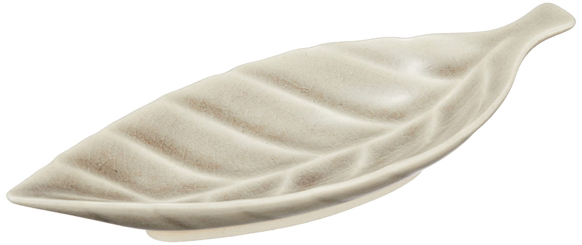 Seto Ware 027-0511 Plate, Plate, Small, Approx. 5.9 x 2.4 inches (15 x 6 cm), Gefu Kiln Leaf, Gray, Microwave, Dishwasher Safe, Made in Japan