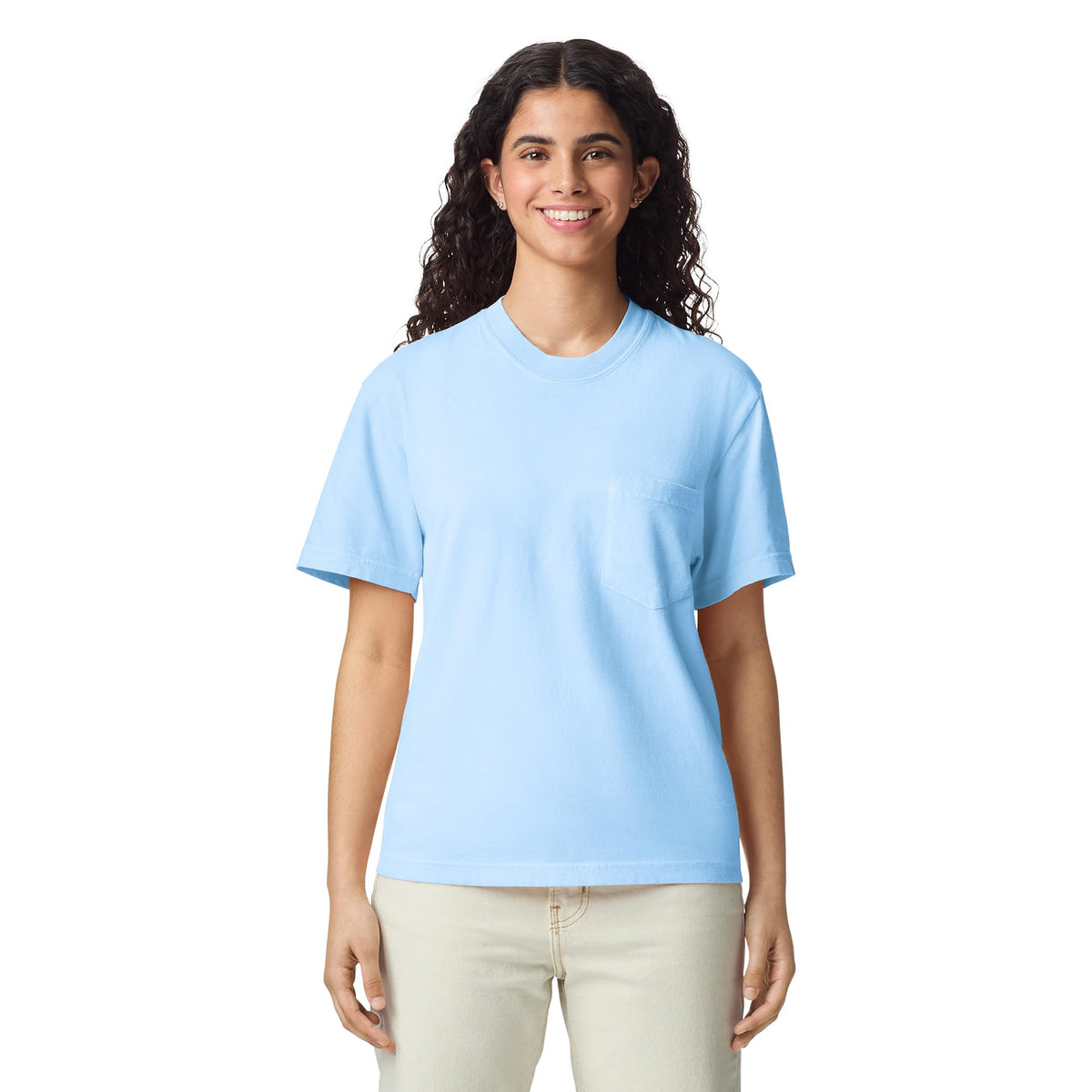 Comfort Colors Adult Short Sleeve Pocket Tee, Style G6030, Chambray, X-Large