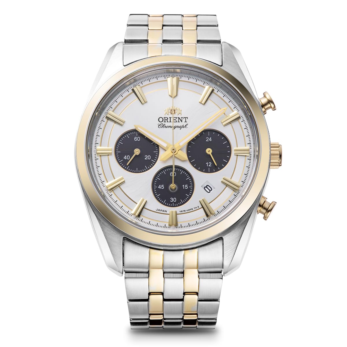 Orient Watch Contemporary Solar-Powered Chronograph Wristwatch, Japanese Manufacturer Warranty, White (Belt: Combination, Bracelet Type