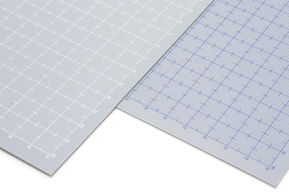 Wave Material Series OM-403 Plastic Plate B5, Gray, 0.04 inch (1.0 mm) Thick (with Graduations: White) 2 Pieces, Hobby Material